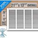 Fits 20x12 Duct Opening | Steel Return Air Grille by Handua | Vent Cover Grill for Sidewall and Ceiling | White | HVAC Cold Air Intake Grille | Outer Dimensions: 21.75"W X 13.75"H