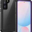 Lanhiem for Samsung Galaxy S24 FE Case, IP68 Waterproof Dustproof, Built-in Screen Protector, Heavy Duty Shockproof Full Body Protective Phone Case for Galaxy S24 FE 5G 6.7 Inch, Purple/Clear