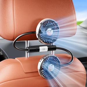 Dual Head Gooseneck Car Cooling Fans for Back Seat for Kids, USB Car Headrest Cooling Fan for Baby Rear Facing, Car Seat Cooler That Blow Cold Air for Vehicles Sedan SUV Rv Truck Without Ac