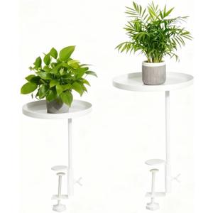 2Pack 8.3inch Adjustable Window Plant Shelves - Metal Clamp-on Windowsill Extension Tray, Floating Planter Stand for Indoor Plants Home Decor (white)