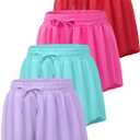 4 Pack Girls Butterfly Shorts for Teen Girl Skorts Flowy Athletic Dance Cheer Shorts 2-in-1 Kids Summer Clothes (L)
