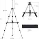 Art Easel Stand for Painting or Sign, Portable Adjustable 66 inches Display Tripod Artist Floor Aluminum Metal Easel with 1 Bag for Table-top/Floor Drawing, Sturdy for Canvases Displaying - Silver