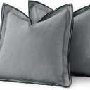 2 x MIULEE Linen Throw Pillow Covers, 2 Piece 18x18 Inch Light Grey, Boho Euro Pillowcases for Bed to Infuse Elegance, Ideal for Sofa Couch Cushion in Home Decor Upgrade