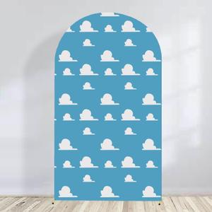 Arch Backdrop Cover Blue Sky White Clouds Background Boy Story Cartoon Hero Newborn Toy Theme Party Decoration Baby Shower Kids Birthday Decor Props (6FT)