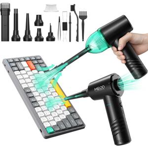 Compressed Air Duster & Vacuum, 110000 RPM Cordless Air Blower with 3 Gear, 13000PA Vacuum Cleaner for PC Keyboard, Car Vacuum (Green)