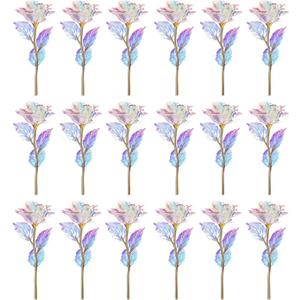 20PCS Artificial Colorful Flowers Galaxy Rose Crystal Flower Glass Rose Gifts for Wedding, Mother' s Day Memorable Days, Color A