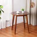 28.3" Small Round Dining Table for 2, Wooden Space-Saving Kitchen Dinner Table Rustic Wood Dining Table Mid Century Modern Kitchen Table (Brown)