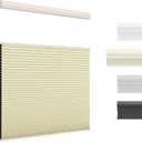 Top Down Bottom Up Cellular Shades Cordless Honeycomb Blinds for Indoor Windows, for Windows Size (47" W  64" H) Colour (Beige - Blackout)