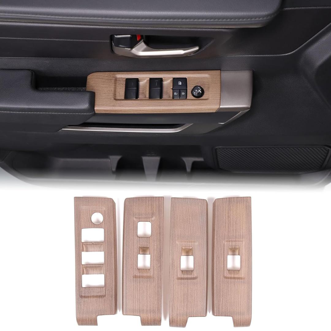 Aunginsy Car Door Window Glass Lift Button Panel Trim Cover Compatible with Toyota Tundra/Sequoia 2022-2026, Car Front and Rear Doors Armrest Window Control Switch Decorative Frame Sticker Accessories