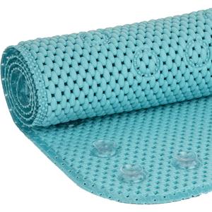 Softex Bath Mat for Tubs, Machine Washable, 17 x 36 Inches, Blue, Skid Resistant