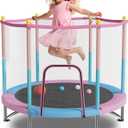 Trampoline for Kids, Upgrade Full Anti-Rust Toddler Trampoline with Net (60'', Pink)