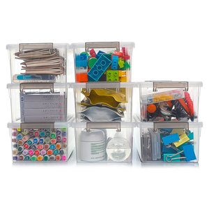 Citylife Small Storage Bins with Lids 3.2 QT- 8 Packs Plastic Storage Containers for Organizing Stackable Clear Storage Boxes,Clear White