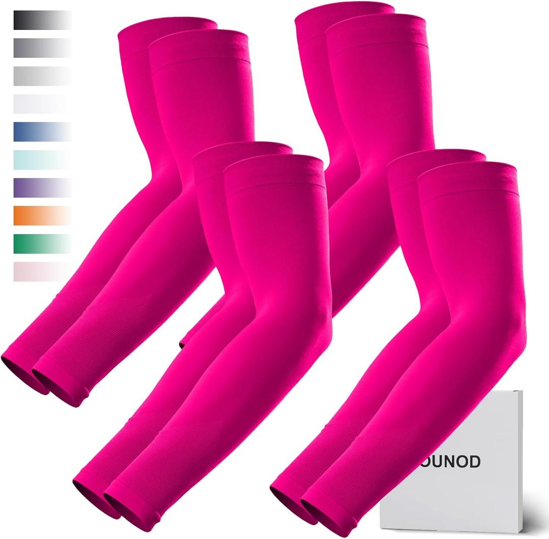 GOUNOD Arm Sleeves for Men Women,Compression Sleeves to Cover Arms for Men Working,Sun Sleeves for Men UV Protection (4 Pairs Rose)