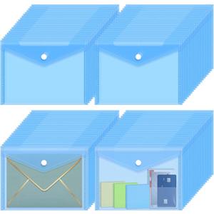 4.5 x 6 Inch Clear Plastic Envelopes with Snap Closure,Blue