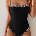 B2prity One Piece Swimsuit for Women Tummy Control Slimming Bathing Suit Color Block Swim Suit Modest Swimwear (Black, M)