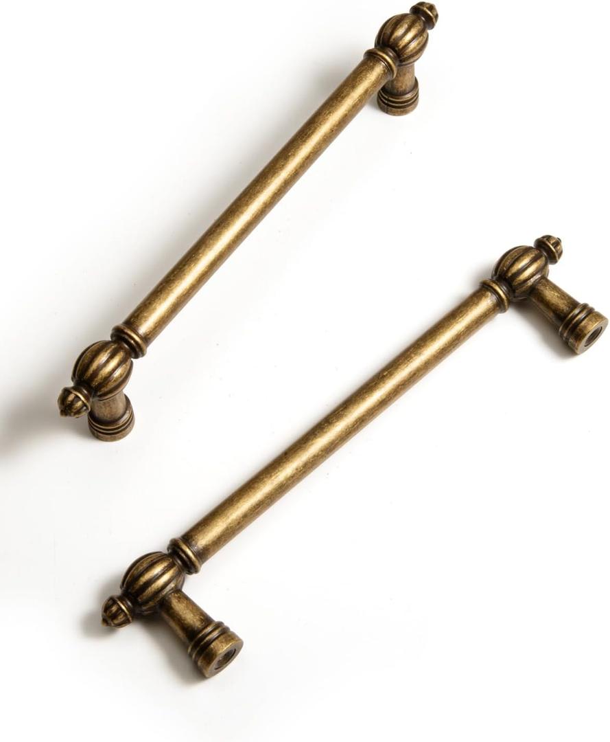 Antique Brass Zinc Alloy Cabinet Pulls - 5"(128mm) Hole Center Classic Vintage Drawer Handles,Kitchen Cupboard Bathroom Dresser Cabinet Hardware Handles