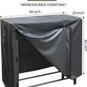 4 FT Firewood Rack Cover, Outdoor Log Rack Cover, 600D Oxford Waterproof Heavy Duty outdoor firewood Storage rack cover with Buckle, Cover Only (Black)