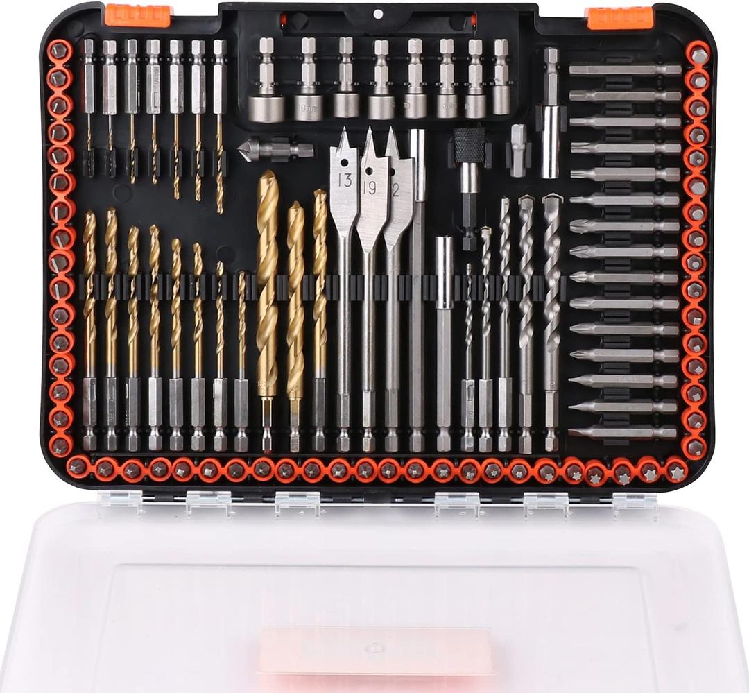 HORUSDY Impact Drill Bit Set, 112-Pieces 1/4" Hex Shank Impact Driver Bits and Screwdriver Bits Set for Screw Driving and Wood Metal Cement Drilling Screwdriver Bits Set with Storage Case