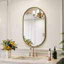 Rigidemand Champagne Bronze Bathroom Mirror, 20x33 Inch Vintage Gold Beaded Oval Mirrors, Antique Brass Decorative Mirror for Living Room, Bedroom, Entryway, Fireplace