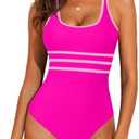 Aleumdr Women's Color Block One Piece Athletic Swimsuit Sports Tummy Control Cheeky High Cut Bathing Suits
Extra Large , Set of 2