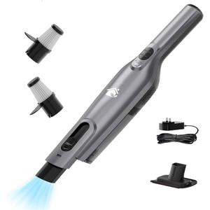 Cordless Handheld Vacuum, Lightweight Portable Hand Vacuum Cleaner with LED Light,Rechargeable Hand Held Vacuum with One-Touch Empty, Powerful Suction for Office, Home,Car,Gray