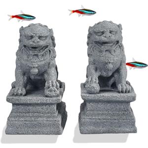 livelyfish Asian Fu Foo Dogs Statues Mini A Pair of Guardian Lion Figurine Sandstone Pets Fish Tank Aquarium Landscape Ornaments Accessories Feng Shui Decorations, A livelyfish Asian Fu Foo Dogs Statues Mini A Pair of Guardian Lion Figurine Sandstone Pets Fish Tank Aquarium Landscape Ornaments Accessories Feng Shui Decorations, A