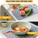 Silicone Dish Drying Mat for Kitchen Counter, Non-Slip Draining Mat Kitchen Drain Mats for Counter, Dish Drying Pad with Drain Lip for Kitchen Undercounter Sink (Gray, 15.7"x12.6")