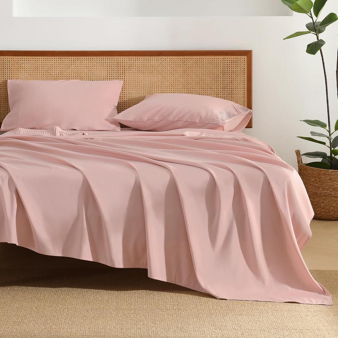 Andency Pink Sheets Full Set 4 Pieces, Super Soft Sheets for Full Size Bed, Microfiber Full Sheet Set, Deep Pocket Up to 16", Hotel Luxury Breathable & Cooling Bedding Sheets & Pillowcases