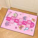 Washable Kids Play Mat 2x3 Feet, Non-Slip Educational Number Game Rug, Soft Low Plush Small Indoor Carpet for Children's Bedroom Nursery Entrance, Modern Pink Floor Mat