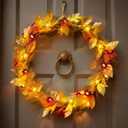 BlcTec Fall Decorations for Home 12.8FT 40 LED Maple Leaves Fall String Lights, Battery Operated Thanksgiving Fairy Lights with Timer for Indoor Outdoor Thanksgiving Autumn Harvest Fall Decor