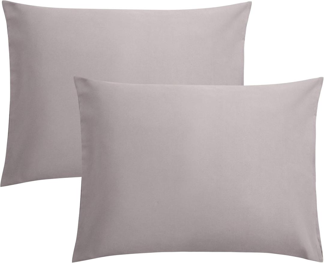 FLXXIE Pillow Cases Standard Size, Soft Microfiber Pillow Covers with Envelope Closure, Wrinkle, Stain Resistant Pillowcases, 2 Piece Set, 20x26, Smoky Grey