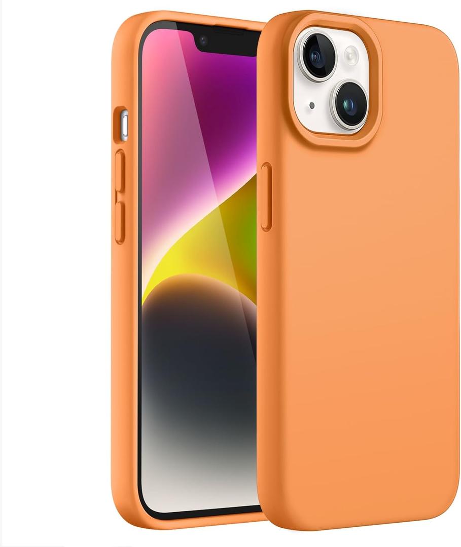 JETech Silicone Case for iPhone 14 6.1-Inch, Silky-Soft Touch Full-Body Protective Phone Case, Shockproof Cover with Microfiber Lining (Marigold)
