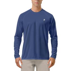 Roadbox Mens UPF 50+ UV Sun Protection Shirts Outdoor Long Sleeve SPF Rash Guard for Fishing Hiking Swimming Running (Small, 1 Pack - Ocean Blue)