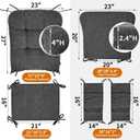 5 PCS Glider Rocker Replacement Cushions with Storage Side Pocket, Luxuriy Chenille Fabric Foam & Microfiber Filling, Thickened & Supportive Rocking Chair Cushion Set, Dark Grey