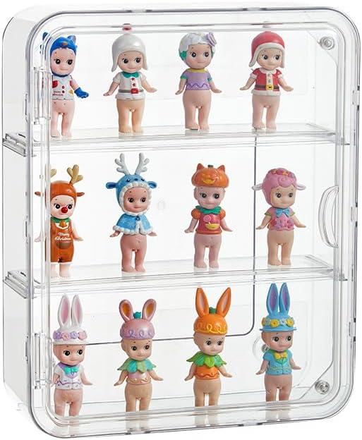 BOHOIDEE 3 Tiers Clear Display Case for Figures, Acrylic Storage Organizers Box with Magnetic Door, Wall-Mounted Dustproof Showcase for Collectibles Action Figure