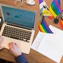 2 x Rainbow Pride Deluxe Desk Flag Set -6 Branch Miniature Gay LGBT Flag Desk Set Table Black Base and Spear Top-Desktop Decorations