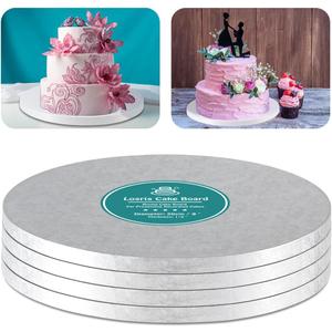 Silver Cake Drum Round 16 Inch Cake Boards with 1/2-Inch Thick Smooth Edges for Multi Tiered Birthday Wedding Party Cake Drums Board