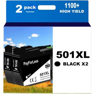 LC501XL LC501 Ink Cartridges for Brother LC501 Ink Cartridges 501 501XL for Brother MFC-J1260DW MFC-J1360DW MFC-J1410DW Printer 2 Pack (2 Black)