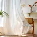 Schweek White Boho Curtains for Bedroom Living Room 84 Inches Long Farmhouse Semi Blackout Curtains 2 Pannels Window Curtain Panel, Bohemian Tassel Curtain Drapes, 55" W x 84" L