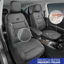Skechers Memory Foam Car Seat Covers, Lycra Fabric Seat Covers, Car Seat Covers Front Seats Airbag Compatible, Automotive Comfort Protection for Most Cars, Trucks, SUVs, Grey