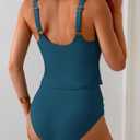 Eomenie Two Piece Tankini Swimsuits for Women Tummy Control Bathing Suits U Back Swim Tank Top with High Waisted Bottom (Blue, M)