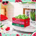 Yulejo Watermelon Mini Crate Summer Tiered Tray Decor with 8 Faux Watermelon Farmhouse Tiered Tray Decor with Faux Fruits Wood Crate for Kitchen Home