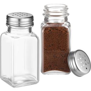 1 Set Retro Salt and Pepper Shakers Set Small Vintage Clear Glass Salt and Pepper Shakers with Stainless Lids for Home Restaurants Kitchens (3.54 x 1.57 Inch,Square Style)