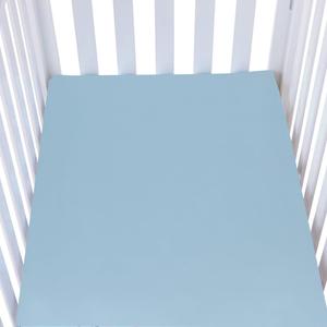 Knlpruhk Silk Fitted Crib Sheet 28" x 52" Surface (100% Pure Mulberry Silk)  9" Deep Pocket (Satin) for Baby Hair 19 Momme 6A High Grade Fibers Ultra Soft Smooth Breathable Lt Blue