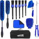 12Pcs Wheel Brush Kit for Cleaning Wheel and Tire, Wheel and Rim Brush, Car Detailing Brushes, Tire Brush, Bendable & Durable Car Wheel Rim Cleaner Brush Set,Car Detailing Cleaning Brush Supplies Kit (Blue)