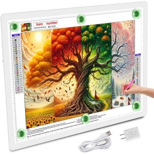 TOHETO A2 Light Pad 25.2''x18.4'', Large Magnetic LED Light Board for Diamond Painting, 3-Color Modes Light Box for Tracing, 6-Level & Stepless Dimmerable Diamond Art Light Table for Drawing,Sketching