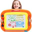 Magnetic Drawing Board Toddler Toys for Girls Boys, 15 Inch Erasable Doodle Board for Kids Colorful Etch Education Sketch Doodle Pad Toddler Toys for Age 3 4 5 6 7 Year Old Girl Boy (Orange)
