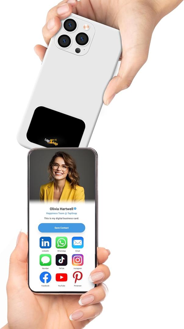 Dot Digital Business Card for Back of Phone (TapSnap) - Instantly Share Contact Info, Social Media, Payment, Apps & More - for iPhone and Android - Features NFC Tap to Share (Black)