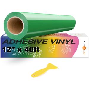 HTVRONT Green Permanent Vinyl, 12" x 40 FT Green Adhesive Vinyl Roll for All Cutting Machine, Silhouette, Cameo Cutters, Signs, Scrapbooking, Craft, Die Cutters (Glossy Green)