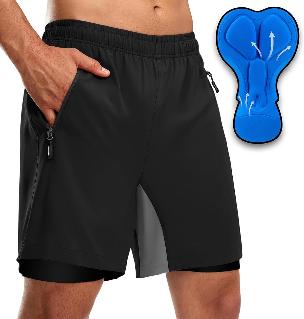 Bikewa Men's Mountain Bike Shorts 3D Padded Loose-fit Riding Biking Cycling Bicycle Biker Shorts for Men Zipper Pockets (X-Large, Black/Grey)